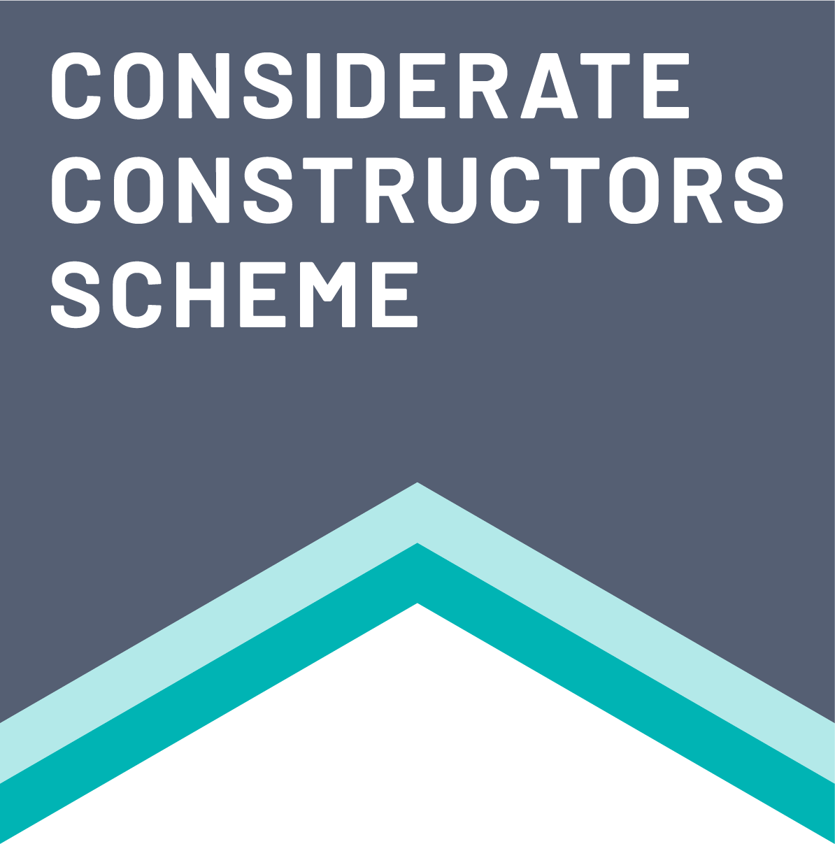 considerate construction scheme logo in black white and green